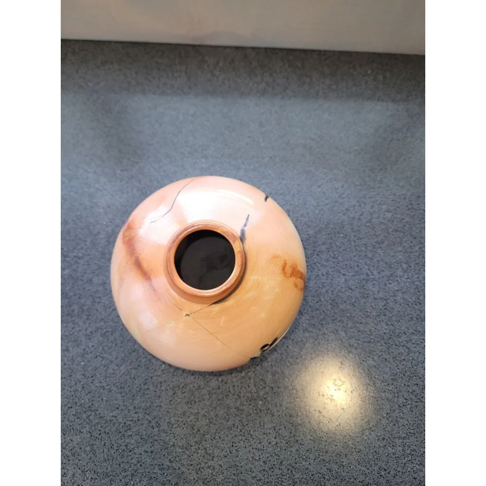 Horsehair Fired Art Pottery Vase Studio 8in Earth Tone Signed